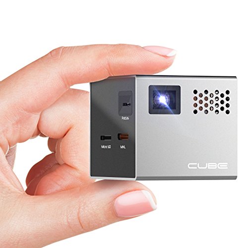RIF6 CUBE Mini Projector - 2 inch Portable Handheld Projector Screen with Built In Speakers and HDMI Input for SmartPhone, Gaming and Home Movie Theater - Pocket Video Projectors with Full LED Display