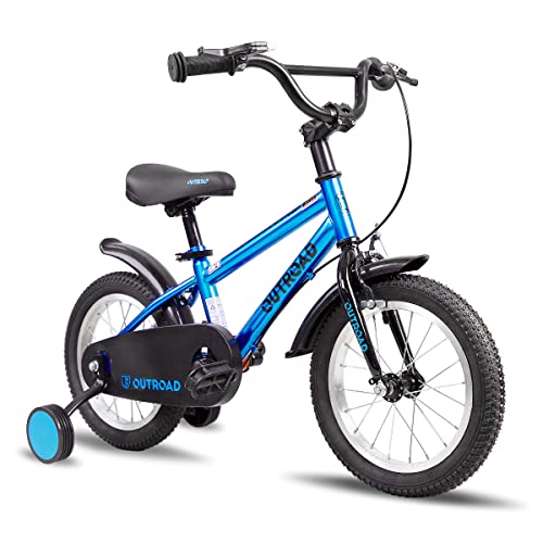 Max4out 14/16/18 inch Toddler and Kids Bike, Boys and Girls Ages 3-12 Years, Lightweight Bicycle with Training Wheels &Dual Brake (14 Blue)