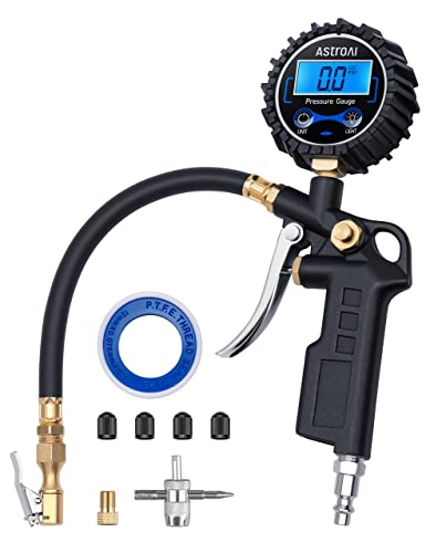 AstroAI Digital Tire Pressure Gauge with Inflator, 250 PSI Air Chuck and Compressor Accessories Heavy Duty with Quick Connect Coupler, 0.1 Display Resolution, Car Accessories for SUV, Truck, RV