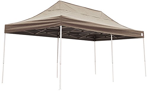 ShelterLogic Easy Set-Up 10 x 20-Feet Straight Leg 50+ UPF Protection Pop-Up Canopy with Roller Storage Bag for the Beach, Park, Tailgating, and Other Outdoor Activities, Desert Bronze