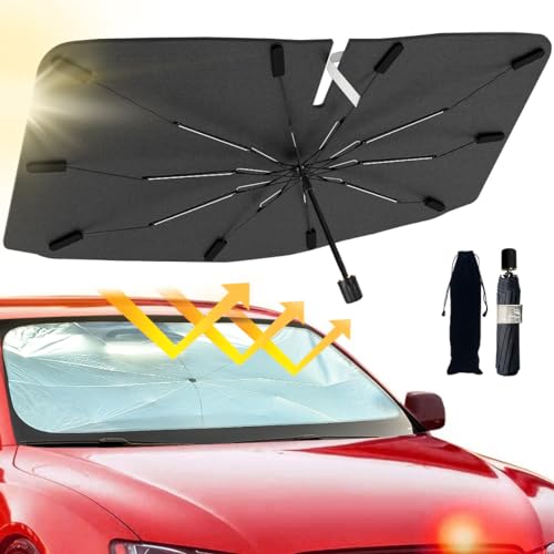 Car Windshield Sun Shade Umbrella - Foldable Car Umbrella Sunshade Cover UV Block Car Front Window (Heat Insulation Protection) for Auto Windshield Covers Trucks Cars (Large)