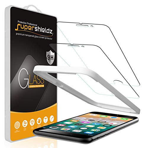 (2 Pack) Supershieldz Designed for Apple iPhone 8 Plus and iPhone 7 Plus (5.5 inch) Tempered Glass Screen Protector with (Easy Installation Tray) Anti Scratch, Bubble Free