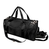 Sports Gym Bag Travel Duffel Bag Waterproof Weekender Overnight Tote Carry On Bag with Wet Pocket & Shoes Compartment for Men Women Lightweight Adjustable Strap （Black）
