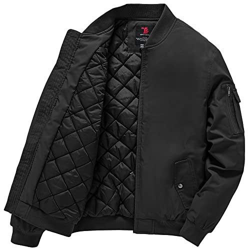 Gopune Men's Bomber Jacket Casual Fall Winter Military Jacket and Coats Outwear Black,M