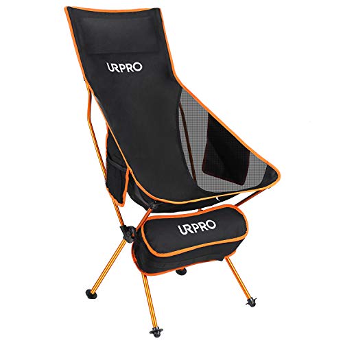 URPRO Upgraded Outdoor Camping Chair Portable Lightweight Folding Camp Chair Headrest & Pocket High Back for Outdoor Backpacking Hiking Travel Picnic Fishing Hiking Beach