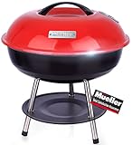Mueller BBQ Buddy, 14 Inch Portable Charcoal Grill, Lightweight Grill for Barbecue Party, Dual Vents for Temp & Charcoal Control