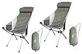 NiceC Ultralight High Back Folding Camping Chair, Upgrade with Removable Pillow, Side Pocket & Carry Bag, Compact & Heavy Duty for Outdoor, Camping (Set of 2 Green)