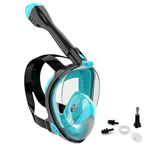 Jwintee Full Face Snorkel Mask, Diving Mask for Kids and Adults,180° Panoramic View Snorkel Mask with Camera Mount, Safe Breathing, Anti-Leak&Anti-Fog