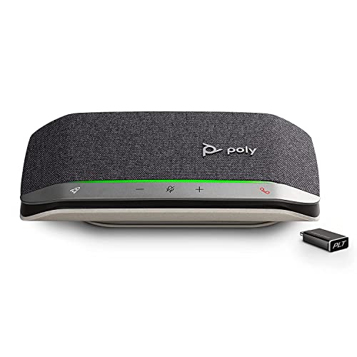 Poly - Sync 20+ Bluetooth Speakerphone (Plantronics) - Personal Portable Speakerphone - USB-C Bluetooth Adapter - Connect to Your PC/Mac/Cell Phone - Works with Teams, Zoom & More,Black
