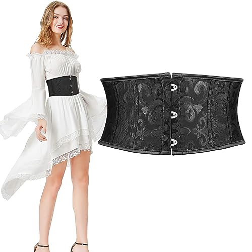 Floral Corset Waist Belt for Women,Lace up Waist Belt Wide Waistband Obi Tied Waspie Belt for Wedding Halloween
