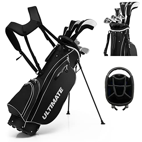 Tangkula 9/10 Pieces Men's Complete Golf Clubs Set Right Hand, Includes 460cc Alloy #1 Driver & #3 Fairway Wood & #4 Hybrid & #6/#7/#8/#9/#P Irons & Putter, Golf Club Set