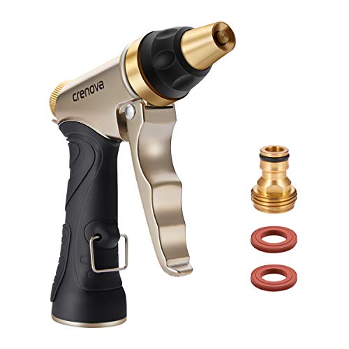 Crenova Hose Nozzle, Spray Nozzle High Pressure Water Gun with Easy Flow Control Setting and Ergonomic Trigger for Plant Watering, Deck or Sidewalk Cleaning