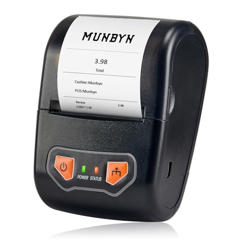 MUNBYN Bluetooth Receipt Printer, Portable Thermal Receipt Printer for Small Business Sales Retail, 58mm Mini Receipt Printer Compatible with Android/Windows/Mac/ChromeOS/Linux(Not Support iOS)