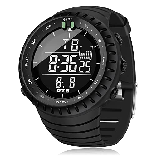PALADA Men's Digital Sports Watch Waterproof Tactical Watch with LED Backlight Watch for Men (Black)