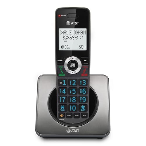 AT&T GL2101 Cordless Phone with Call Block, Caller ID, Full-Duplex Handset Speakerphone, 2' White Backlit Display, Lighted Keypad