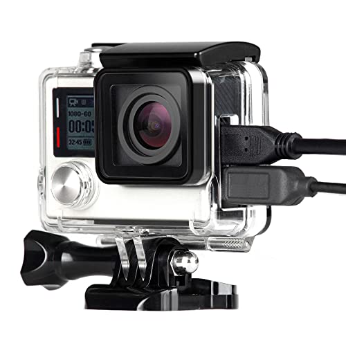 SOONSUN Side Open Protective Skeleton Housing Case with LCD Touch Backdoor for GoPro Hero 4, Hero 3+, Hero 3 Camera - Transparent Clear