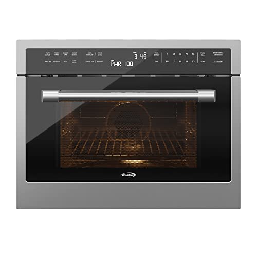 KoolMore 24 Inch Built-in Convection Oven and Microwave Combination with Broil, Soft Close Door, 1000 Watt Power, Stainless Steel Finish, Touch Control LCD Display (KM-CWO24-SS)