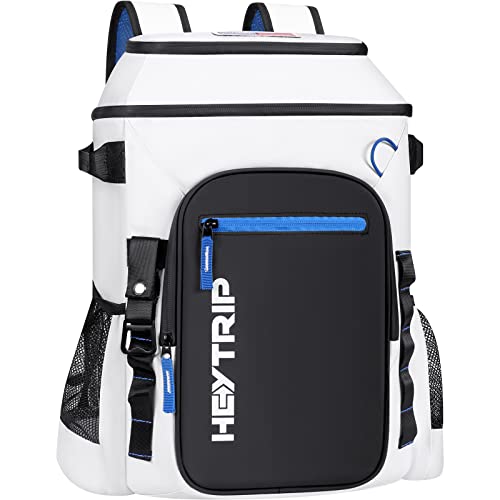 Heytrip Cooler Backpack 36 Cans Insulated Cooler Bag with Sternum Strap, Keep Freeze for 20 Hours, Waterproof & Leak-Proof Cooler with Multi-Compartments(White)
