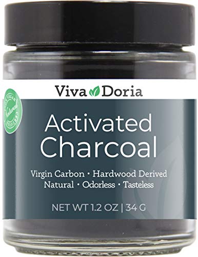 Viva Doria Activated Charcoal Powder, Hardwood Derived, Food Grade, 1.2 Oz Glass Jar