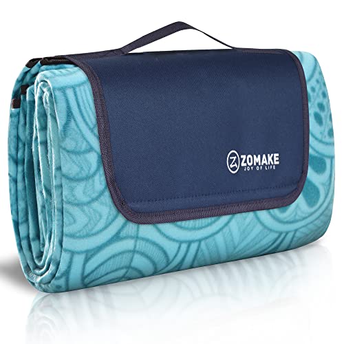 ZOMAKE Picnic Blankets Waterproof Foldable,79'x59' Concert Blanket,Beach Blanket,Yard Blanket,Outdoor Grass Blanket - Sandproof - Large (Peacock Blue)