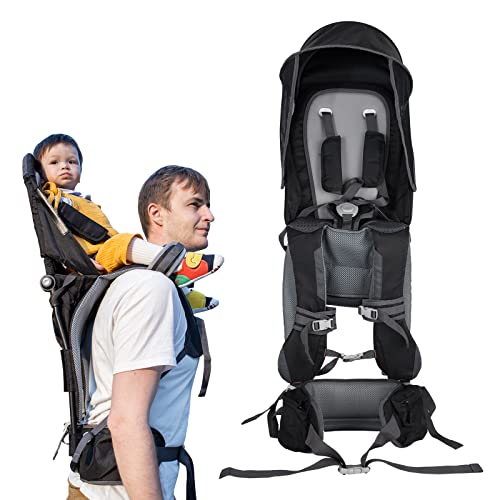 Baby Shoulder Carrier Baby Hiking Backpack Carrier with Rain Cover Sun Shade for Child Safe Backrest and Toddler Ergonomic Seat Holds 40 Pound for Children Between 6 Months-3 Years Old Baby