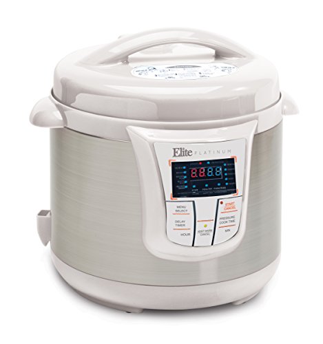 Elite Platinum 8 Quart 14-in-1 Multi-Use Programmable Pressure Cooker, Slow Cooker, Rice Cooker, Sauté, and Warmer - White
