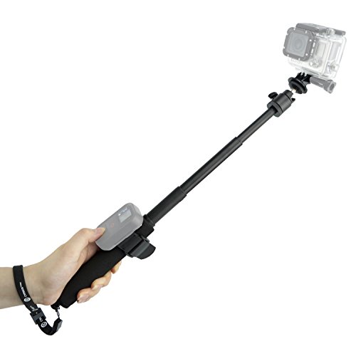 Pole for Gopro Hero 6, 5, Black, Session, Hero 4, Session, Black, Silver, Hero+ LCD, 3+, 3, 2, 1 and Cameras - Telescopic 9” to 21 - Adjustable - Remote Straps - Easy Extension