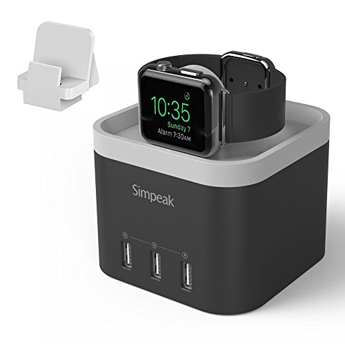 Apple Watch Dock Station, Simpeak 4-Port USB Fast Smart Charger for All iPhone,iPad,Samsung