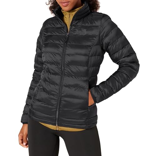 Amazon Essentials Women's Lightweight Long-Sleeve Water-Resistant Packable Puffer Jacket (Available in Plus Size), Black, Medium