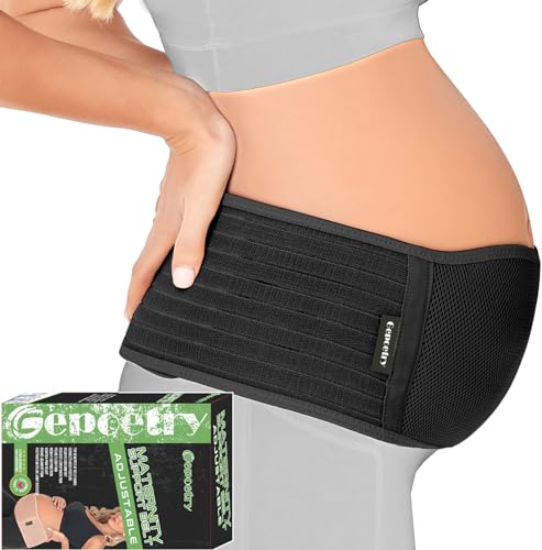 Gepoetry Maternity Belly Band for Pregnant Women | Pregnancy Belly Support Band for Abdomen, Pelvic, Waist, & Back Pain | Adjustable Maternity Belt | For All Stages of Pregnancy & Postpartum (Black)