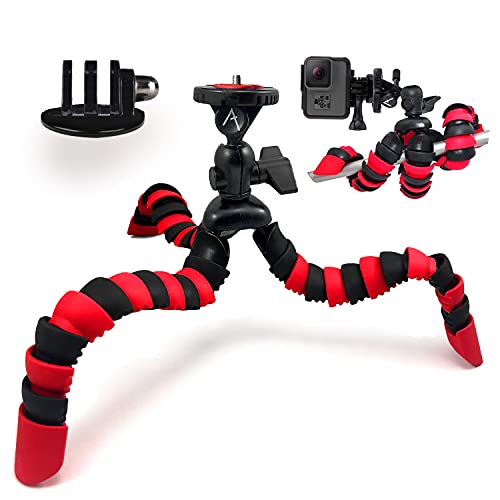 Acuvar 12' Inch Flexible Tripod w/Wrapable Legs. Quick Release Plate Great for All GoPro Hero Cameras + Tripod Mount