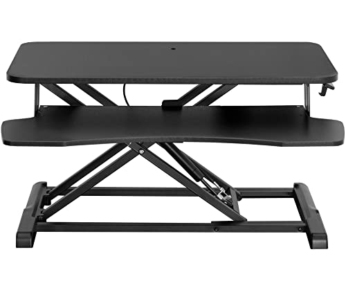 VIVO 32 inch Desk Converter, Height Adjustable Riser, Sit to Stand Dual Monitor and Laptop Workstation with Wide Keyboard Tray, Black, DESK-V000K, 32'