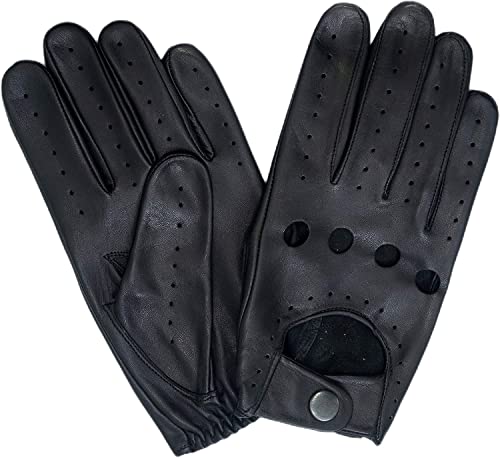 M&H Since 1978 Driving Gloves for men - Mens Leather Gloves - Car Driving Gloves - Driving Gloves (Black, L)