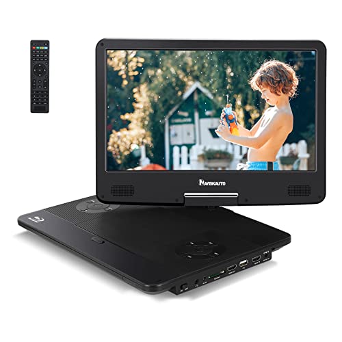 NAVISKAUTO 15.6' Portable Blu Ray Player with 13.3'' 1080P HD Screen Rechargeable Battery Support HDMI Input & HDMI Output, Sync Screen, AV Out & in, Dolby Audio, Last Memory, USB/ SD Card (Black)