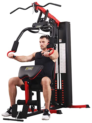 BalanceFrom Fitvids Home Gym System Workout Station with 330LB of Resistance, 122.5LB Weight Stack