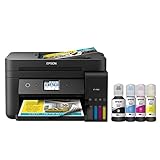 Epson EcoTank ET-4760 Wireless Color All-in-One Cartridge-Free Supertank Printer with Scanner, Copier, Fax, ADF and Ethernet - Black