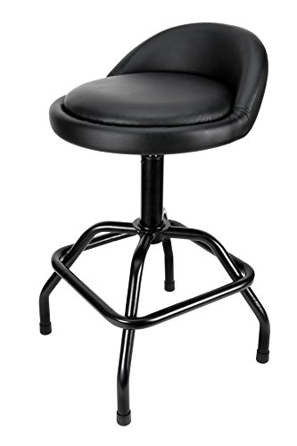 Performance Tool W85011 Pneumatic Adjustable Swivel Bar Stool with Back Support for Home, Bar, and Shop, Black, 26 to 32 inches High