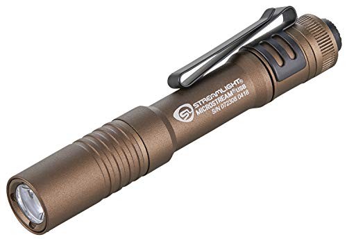 Streamlight 66608 MicroStream 250-Lumen USB Rechargeable Pocket Flashlight, Clear Retail Packaging, Coyote
