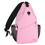 MOSISO Sling Backpack, Multipurpose Crossbody Shoulder Bag Travel Hiking Daypack, Light Pink
