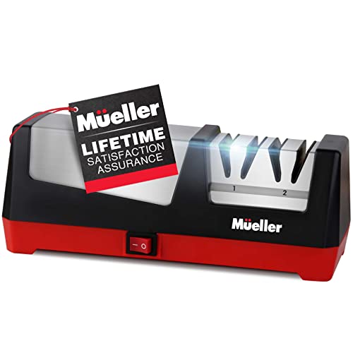 Mueller Professional Electric Knife Sharpener for Straight Knives Diamond Abrasives, Quickly Sharpening, Repair/Restore/Polish Blades