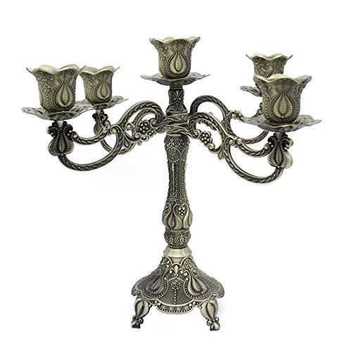 Maiheimoon Metal Candelabra Retro Candlestick Holder for Candlelight Dinner and Table Decor (A-Copper)