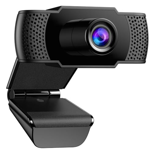 Edew 1080P Webcam with Microphone, USB HD Computer Web Camera, Noise-Cancelling Mics, Auto Light Correction, Wide Angle Web Cam for PC Zoom/Video Calling/Gaming/Conferencing