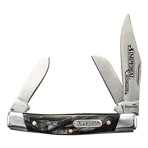 Imperial IMP16S Stockman 5.9in Stainless Steel Traditional Folding Knife with 2.5in Clip Point, Sheepsfoot and Spey Blade and POM Handle for Outdoor Hunting Camping and Everyday Carry,Silver