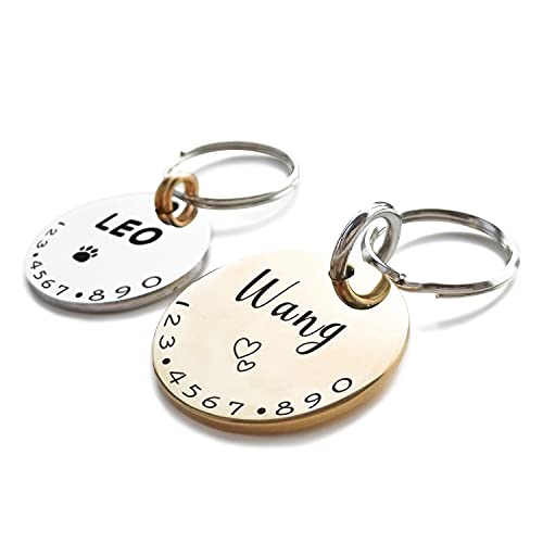 Cats Dogs ID Tags Personalized Lovely Symbols Pets Collar Name Accessories Simple Custom Engraved Products for Extra Small Four Legged Child Necklace Chain Anti-Lost Shiny Stainless Steel Charm