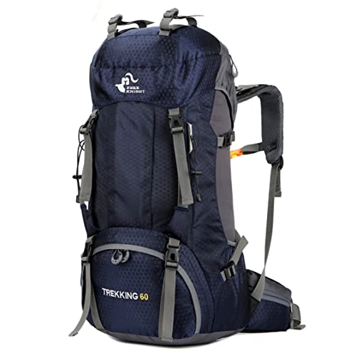60L Waterproof Lightweight Hiking Backpack with Rain Cover,Outdoor Sport Travel Daypack for Climbing Camping Touring (Navy Blue)