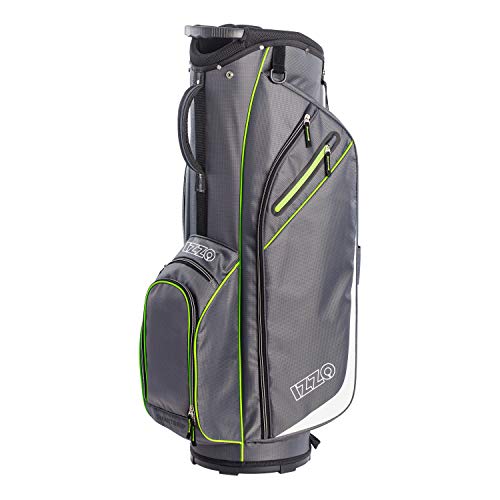 Izzo Golf Izzo Ultra-Lite Cart Golf Bag With Single Strap & Exclusive Features, Gray/Lime
