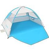 Gorich Beach Tent, Beach Shade Tent for 3 Person with UPF 50+ UV Protection, Portable Beach Tent Sun Shelter Canopy, Lightweight & Easy Setup Cabana Beach Tent, Silver
