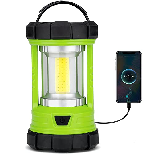 Rechargeable Camping Lantern, 3000LM 5 Light Modes Camping Light 4400 Capacity Phone Charger LED Impact-Resistant Flashlight Lantern Portable Waterproof Hurricane Lanterns for Emergency(Pale Green)