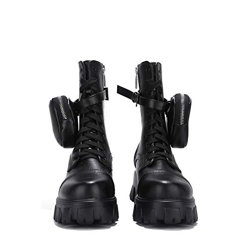 Cape Robbin MonaLisa Combat Boots for Women, Platform Boots with Chunky Block Heels, Womens High Tops Boots - Black Size 10