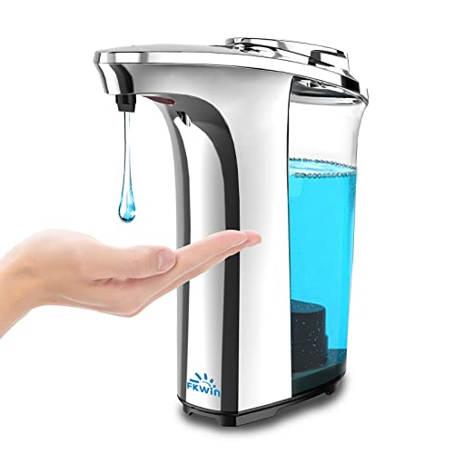 Automatic Soap Dispenser, FKWin Hand Free Touchless Liquid Soap Dispenser with 17oz/500ml Visible Clear Tank, Adjustable Soap Dispensing Volume Control, Suitable for Kitchen Bathroom Hotel